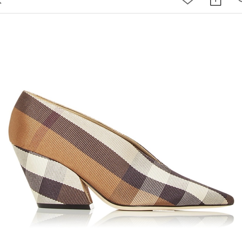 Burberry Checkered Wedges in Brown and Cream - Picture 2 of 16
